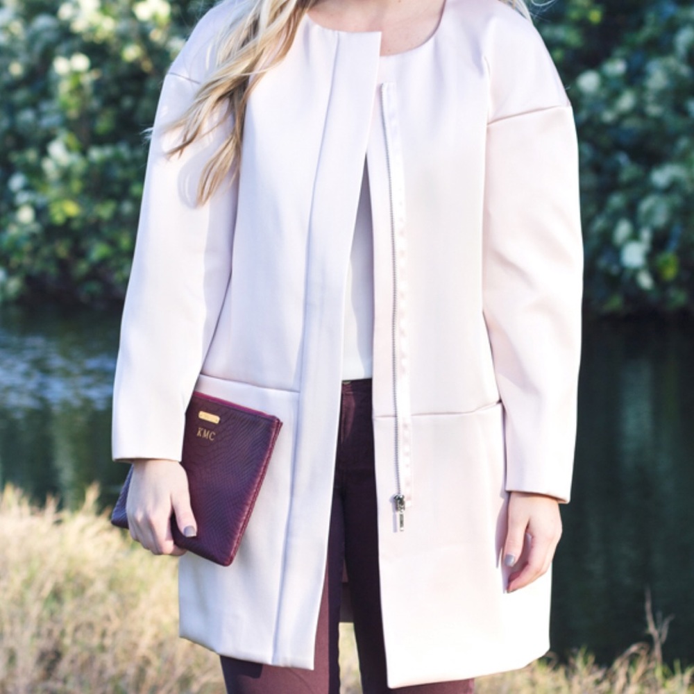Pink Satin Sheen Cocoon Shell Coat